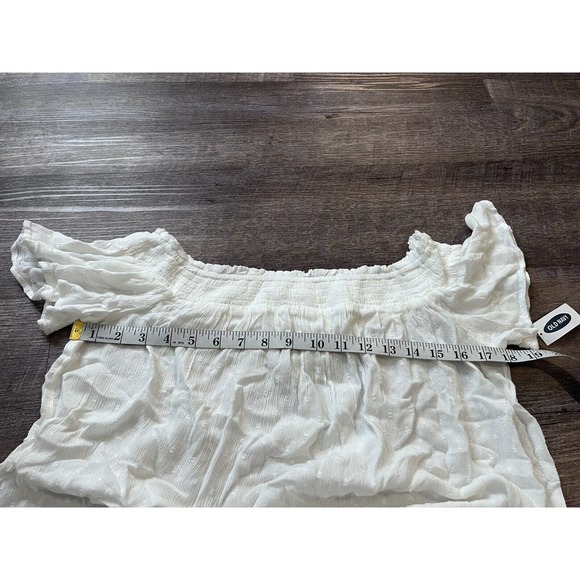 Old Navy Womens Short Sleeve Off Shoulder Blouse Size Medium White Flowy O5 - Picture 7 of 7